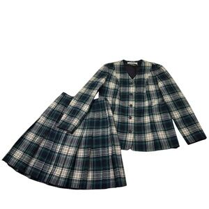 Pendleton Young Vintage Virgin Wool Plaid Skirt Blazer Suit Set